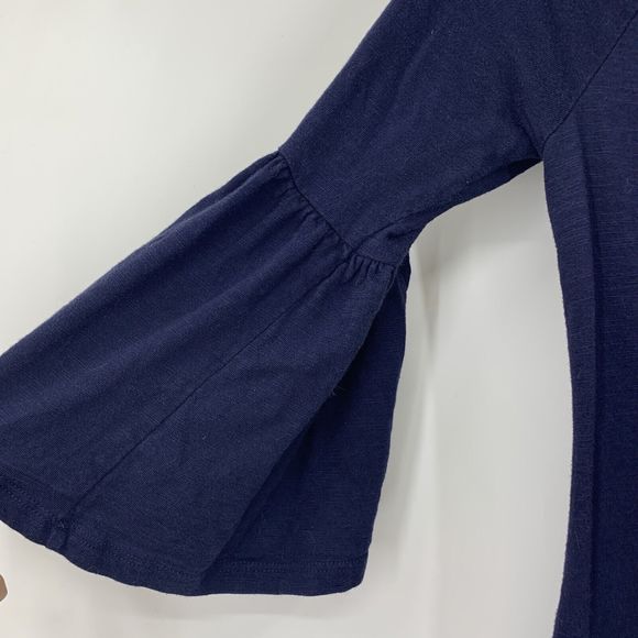 Lilly Pulitzer De Lago Tasstled Dress Flare sleeves Navy Blue Cotton Modal - Picture 9 of 10